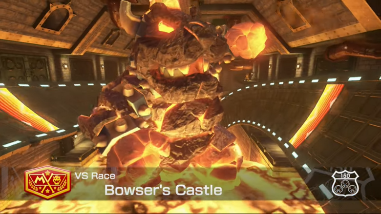 is conceptually similar to 8’s own split path around the giant magma Bowser in its rendition of the castle.
