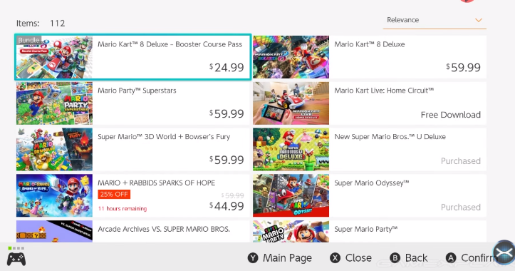 Switch eShop search results now displayed in two columns