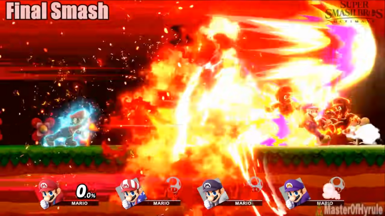 The Mario Finale is a spinning Fire Tornado...
