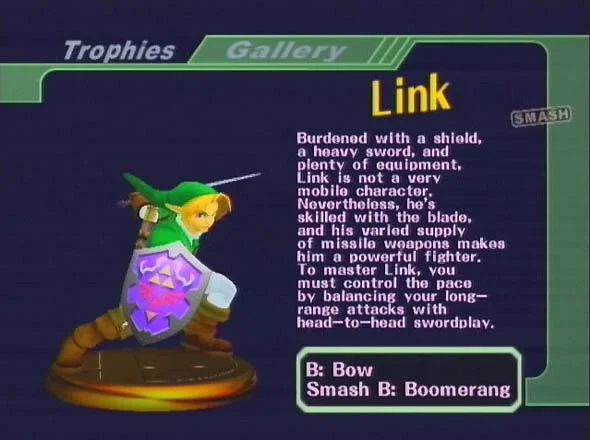 The Links of Smash 64 and Melee we’re based off of Adult Link’s appearance in The Legend of Zelda: Ocarina of Time