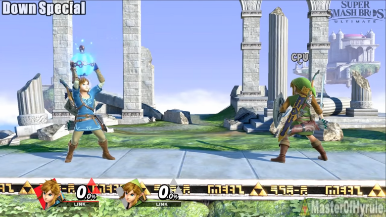 Last but not least is Down Special, the classic bombs with a modern twist. Link now has access to the remote bomb rune from Breath of the Wild and with them the ability to control when the blast goes off. This small change took what was an all-right attack and made it a great one, skilled players using the remote bombs to their full potential is a sight to see.