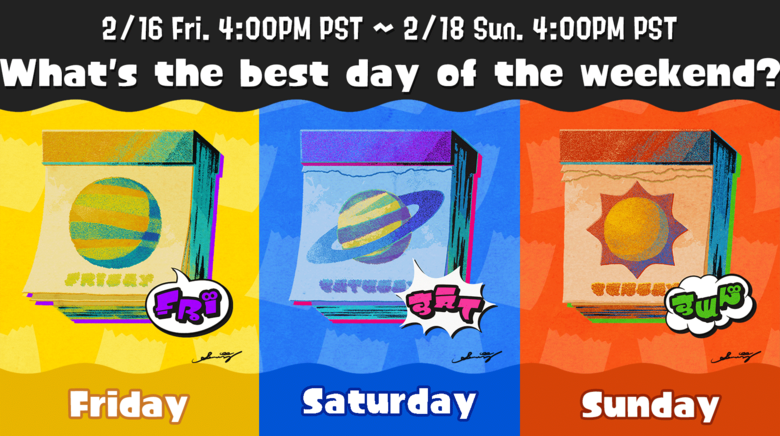 "What's the best day of the weekend?" Is The Next Splatfest Theme, Set To Start Feb. 16th