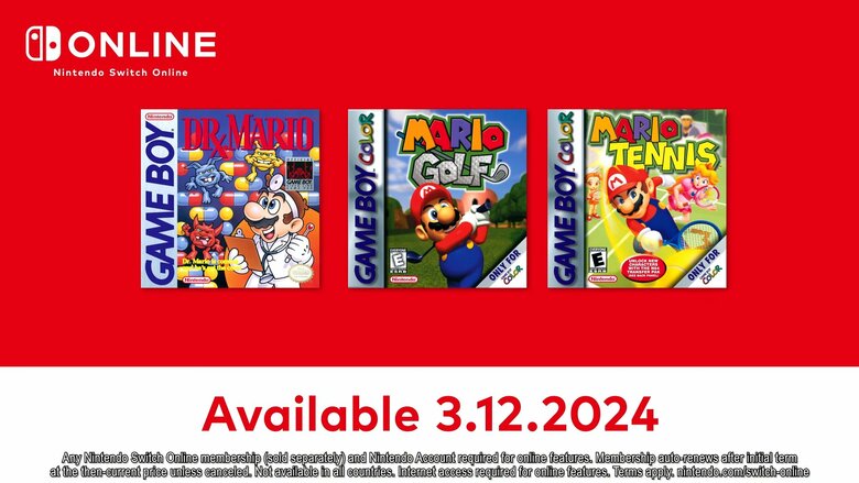 Dr. Mario, Mario Golf, Mario Tennis come to Switch Online GB Collection March 12th, 2024