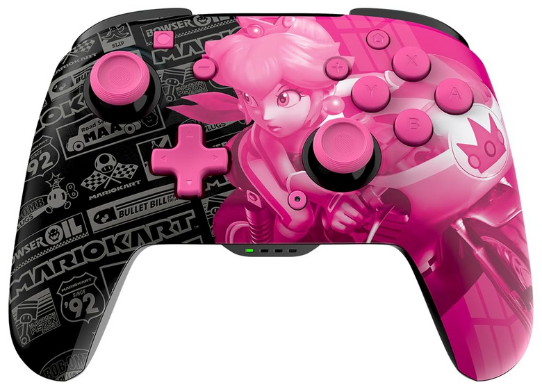 PDP REMATCH Grand Prix Princess Peach Glow-in-the-Dark Enhanced Wireless Switch Pro Controller up for pre-order
