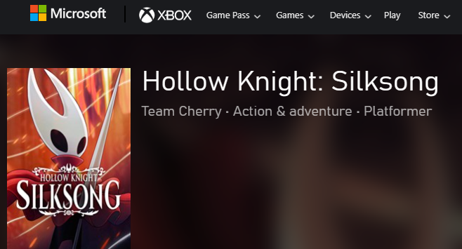 Hollow Knight: Silksong listing spotted on Xbox store
