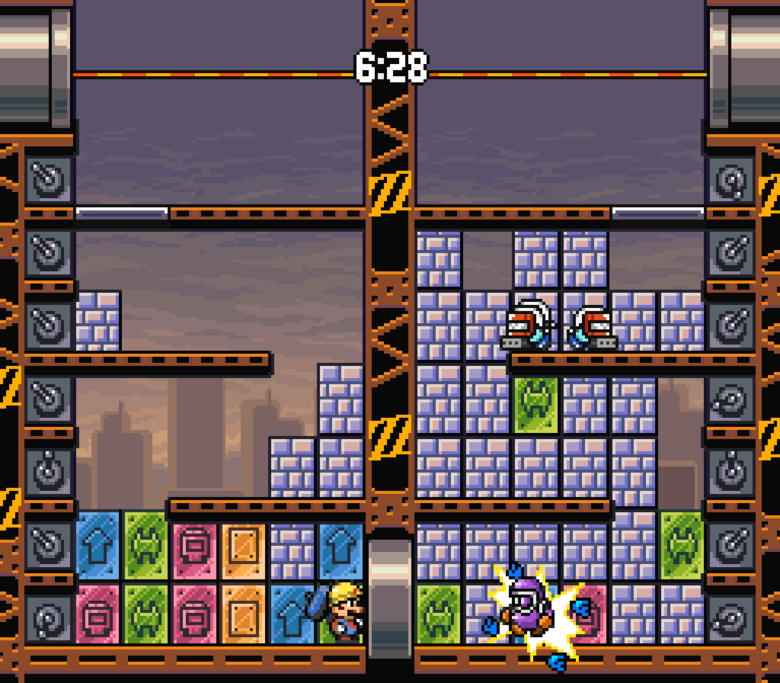 Mario squares off with Eggplant Man in a demolition contest! Each panel color has a cool and devastating effect on your opponent's playing field.