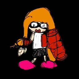Wario's drawing of an Inkling girl from WarioWare Gold